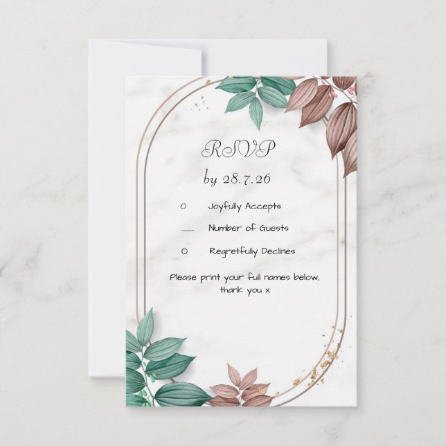 Hochzeit der Antwortkarte RSVP Karte (Vorderseite)