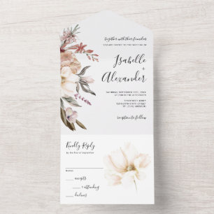 Hochzeit der Aquarellfarben-Wildblume All In One Einladung