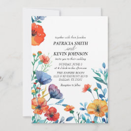 Hochzeit der Aquarellfarben-Wildblume Einladung