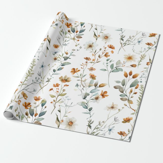 Hochzeit der Aquarellfarben-Wildblume Geschenkpapier (Ungerollt)