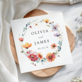 Hochzeit der Aquarellfarben-Wildblume Serviette