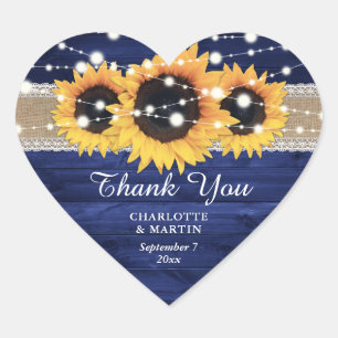 Hochzeit der Blaublauen Rustikalen Burlap Lace Son Herz-Aufkleber