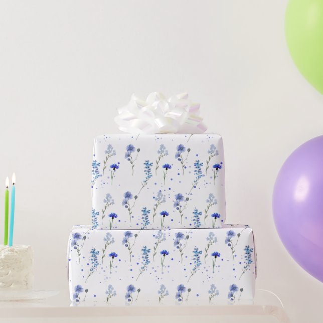 Hochzeit der Blaublauen Wildblume Geschenkpapier (Partygeschenke)