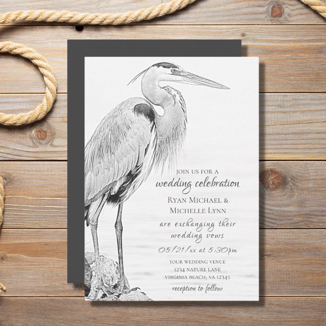Hochzeit der Blaue Heron Water Bird Einladung (Von Creator hochgeladen)