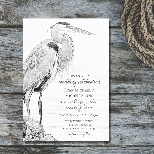 Hochzeit der Blaue Heron Water Bird Einladung (Von Creator hochgeladen)