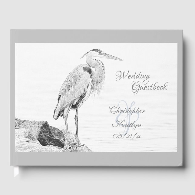 Hochzeit der Blaue Heron Water Bird Gästebuch (Vorderseite)