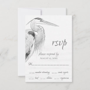 Hochzeit der Blaue Heron Water Bird RSVP Karte