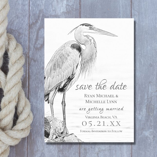 Hochzeit der Blaue Heron Water Bird Save The Date (Von Creator hochgeladen)