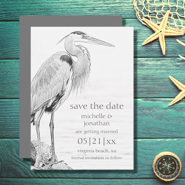 Hochzeit der Blaue Heron Water Bird Save The Date (Von Creator hochgeladen)