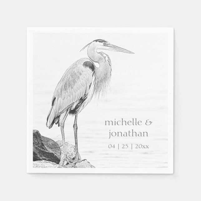 Hochzeit der Blaue Heron Water Bird Serviette (Vorderseite)