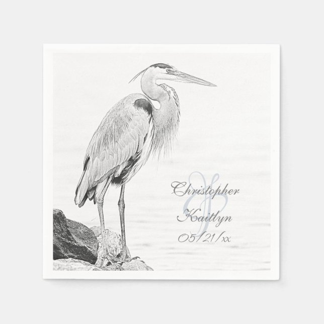 Hochzeit der Blaue Heron Water Bird Serviette (Vorderseite)