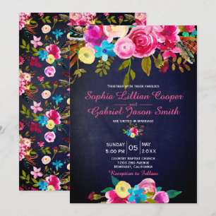 Hochzeit der Blauen Blauen Typografie in moderner Einladung