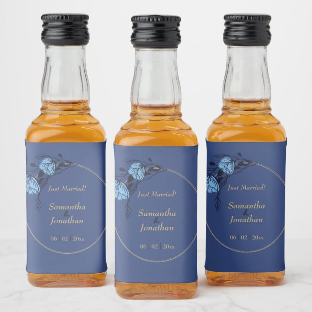 Hochzeit der blauen Blume Alkoholflaschenetikett (Flaschen)