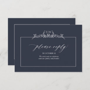 Hochzeit der blauen Blumenrinde RSVP Karte