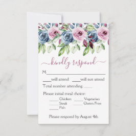 Hochzeit der Blauen Burgund RSVP Karte