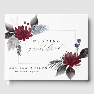Hochzeit der Blauen Burgundy Rot Gothic Gästebuch