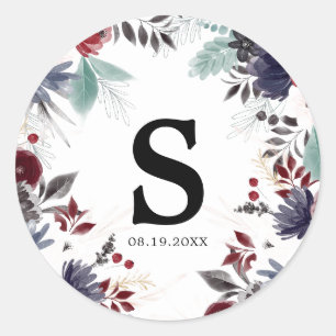 Hochzeit der Blauen Burgundy Rot Gothic Runder Aufkleber