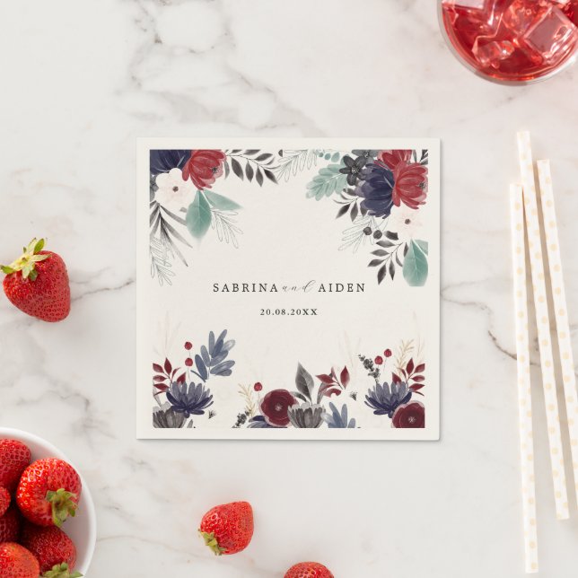 Hochzeit der Blauen Burgundy Rot Gothic Serviette (Beispiel)