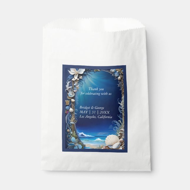 Hochzeit der blauen Küste Geschenktütchen (Vorderseite)