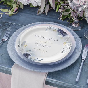 Hochzeit der blauen Rose Pappteller