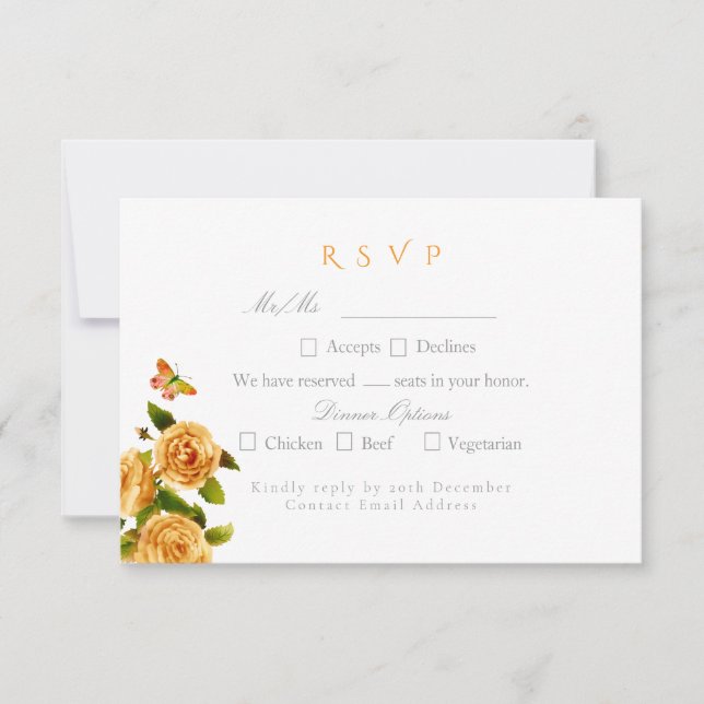 Hochzeit der Blauen Rose RSVP Karte (Vorderseite)