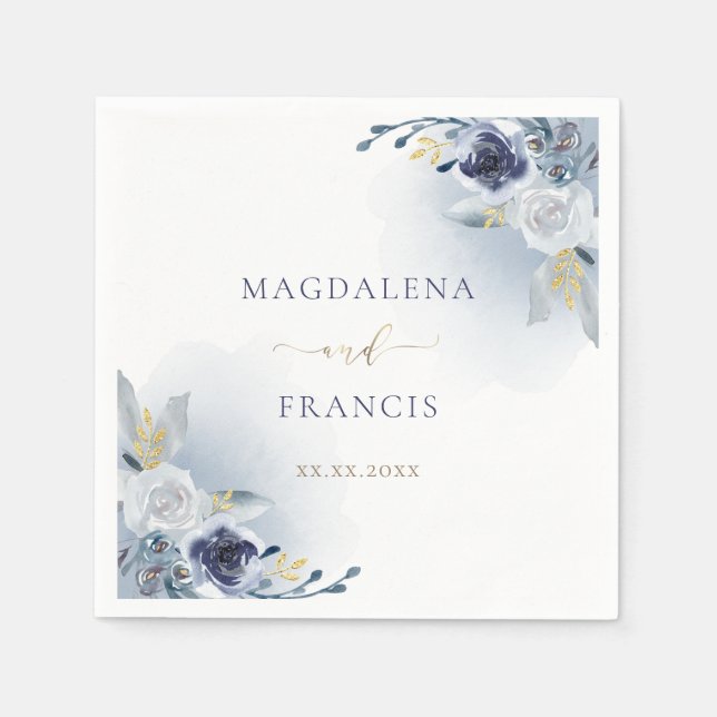 Hochzeit der blauen Rose Serviette (Vorderseite)