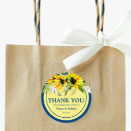 Hochzeit der Blauen Sonnenblume Runder Aufkleber