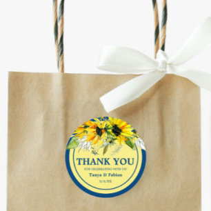 Hochzeit der Blauen Sonnenblume Runder Aufkleber