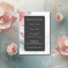 Hochzeit der blühenden Rose "Black Onyx" Einladung