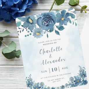 Hochzeit der Blume Blue Navy Einladung