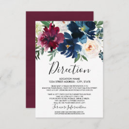 Hochzeit der Blume der Watercolor Burgundy Navy Einladung