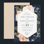 Hochzeit der Blumenmarinade und der Wasserfarben Einladung<br><div class="desc">Ein wunderschönes Aquarellbild,  blau und rosa,  blühend,  mit elegantem Text und einem schönen formalen Navy Hintergrund. Text,  Wortlaut,  Hintergrundfarbe,  Typ und Größe dieser Vorlage können personalisiert sein. Sie können auch den Papiertyp,  die Größe,  die Textur usw. ändern..</div>