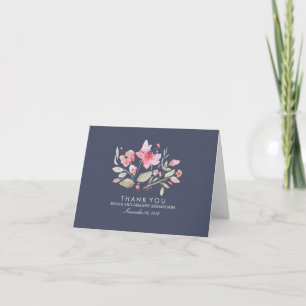 Hochzeit der Blumenmeere und der rosa Wasserfarbe Dankeskarte