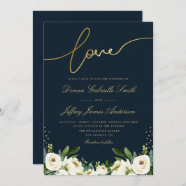 Hochzeit der Blumenzwiebelgarten mit Goldschrift Einladung