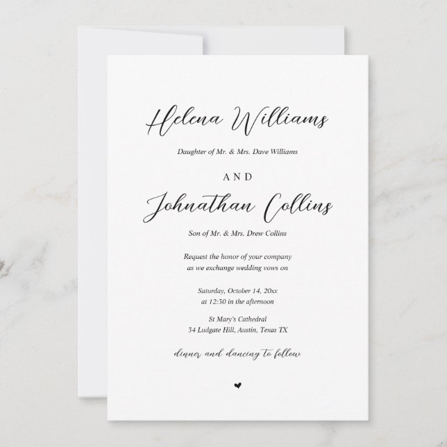 Hochzeit der Braut- und Gärenkirche mit Eltern Einladung (Vorderseite)