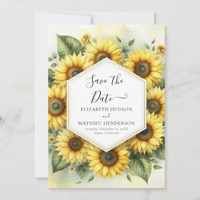 Hochzeit der digitalen Blütenblume Save The Date (Vorderseite)
