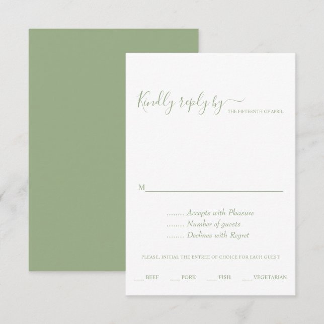 Hochzeit der Elegant-Weiß-Schrift RSVP Karte (Vorne/Hinten)