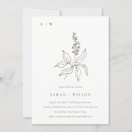 Hochzeit der eleganten Botanischen Blumenkizze Einladung