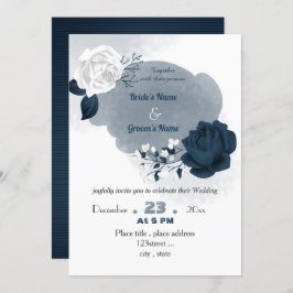 Hochzeit der eleganten marineblauen Blume Einladung