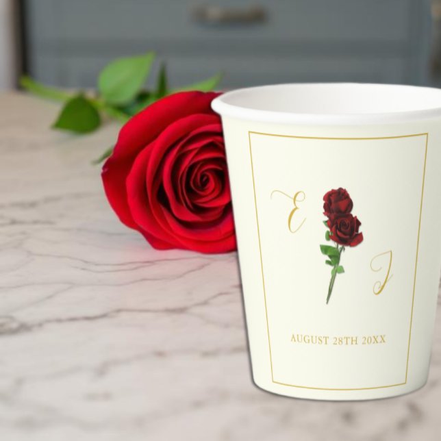 Hochzeit der Elfenbeingoldene Rose Pappbecher (Von Creator hochgeladen)