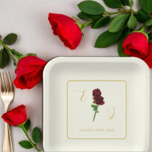 Hochzeit der Elfenbeingoldene Rose Pappteller