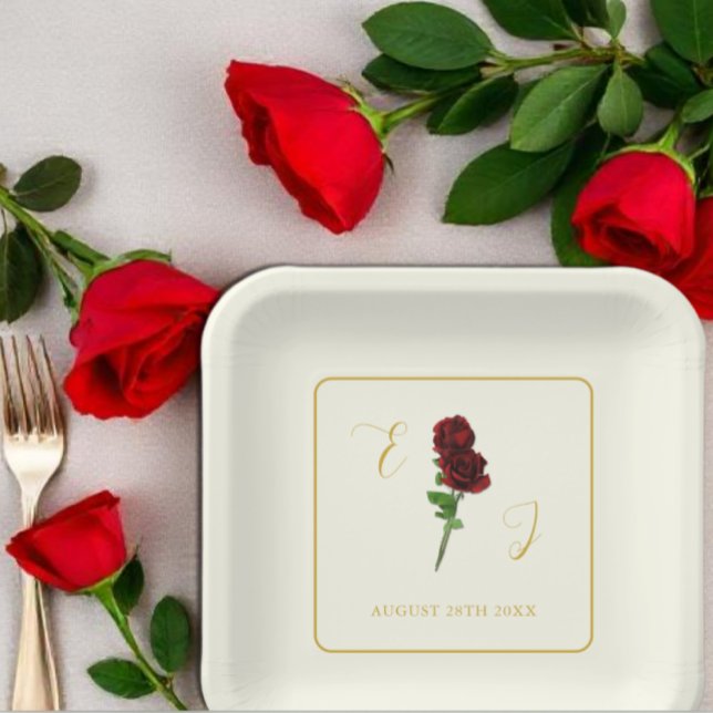 Hochzeit der Elfenbeingoldene Rose Pappteller (Von Creator hochgeladen)