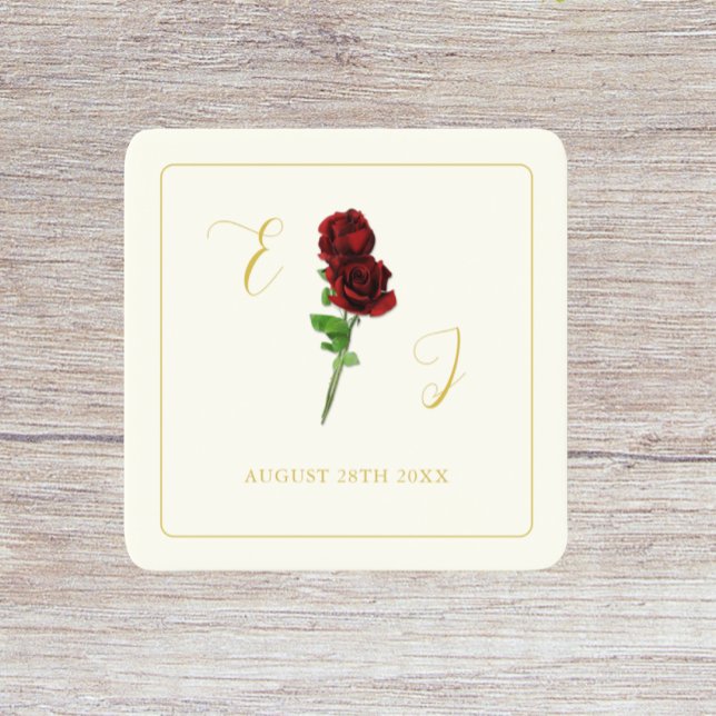 Hochzeit der Elfenbeingoldene Rose Rechteckiger Pappuntersetzer (Von Creator hochgeladen)
