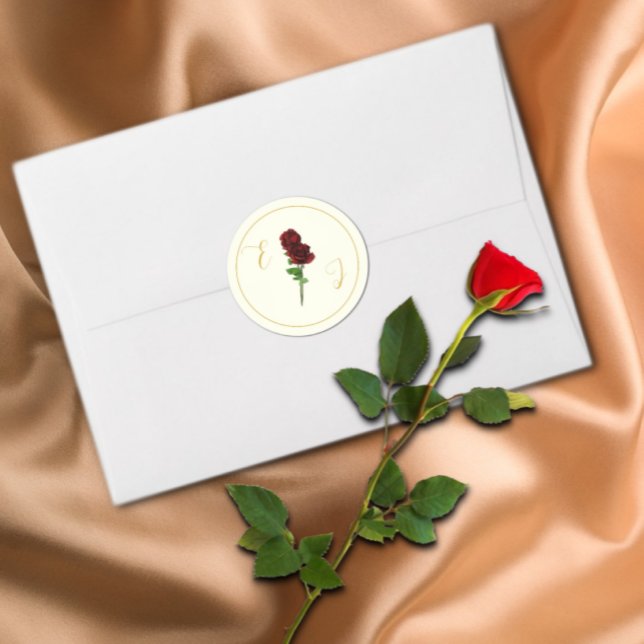Hochzeit der Elfenbeingoldene Rose Runder Aufkleber (Von Creator hochgeladen)
