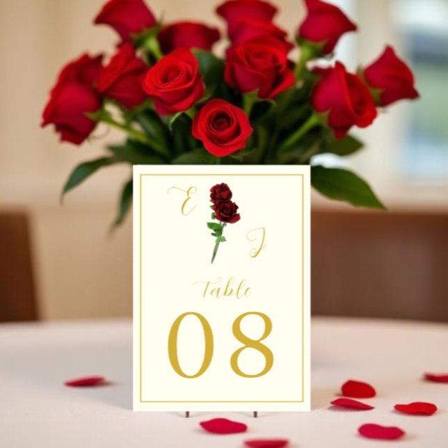 Hochzeit der Elfenbeingoldene Rose Tischnummer (Von Creator hochgeladen)
