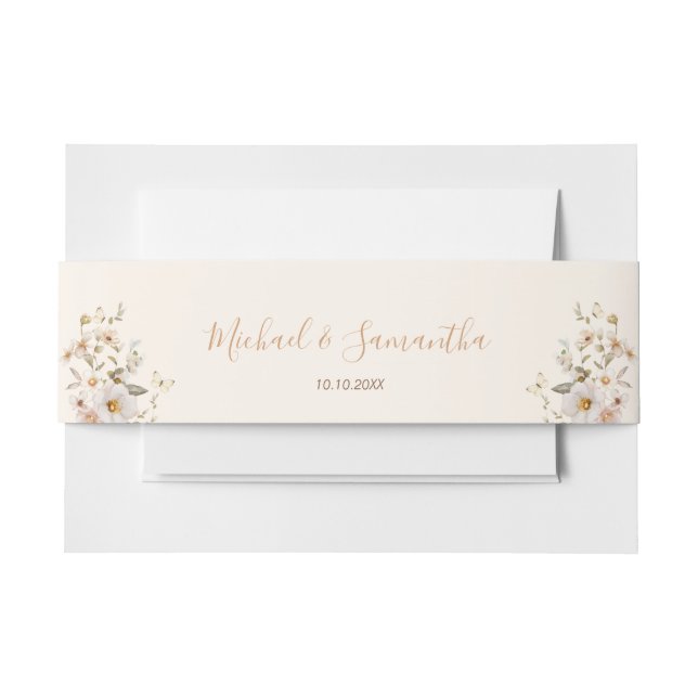 Hochzeit der Elfenbeinküste und der Wildblume Blus Einladungsbanderole (Vorderseite Beispiel)