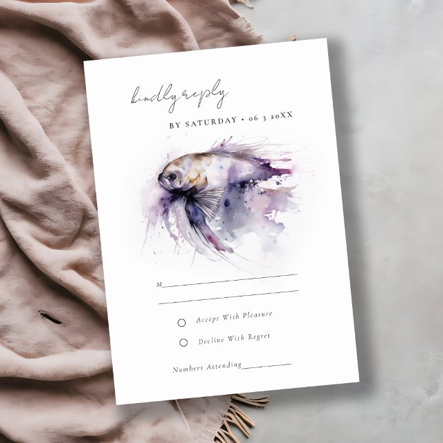 Hochzeit der Fischküste von Lilac RSVP Karte (Von Creator hochgeladen)