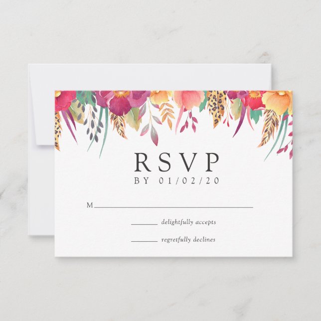 Hochzeit der Flora und Fauna RSVP Karte (Vorderseite)