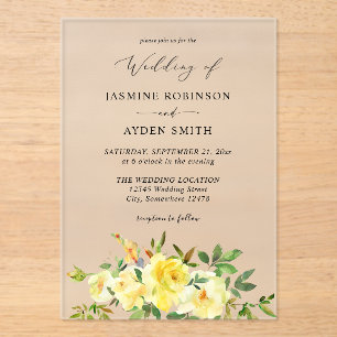 Hochzeit der Gelben Flora Acryleinladungen