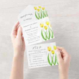 Hochzeit der Gelben Tulips All In One Einladung